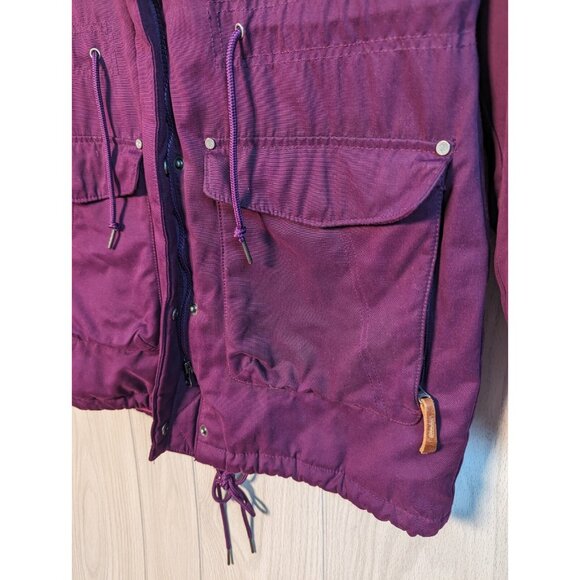 Womens Columbia Cotton Blend Hooded Coat size Small Purple Flannel Lined - Picture 2 of 7
